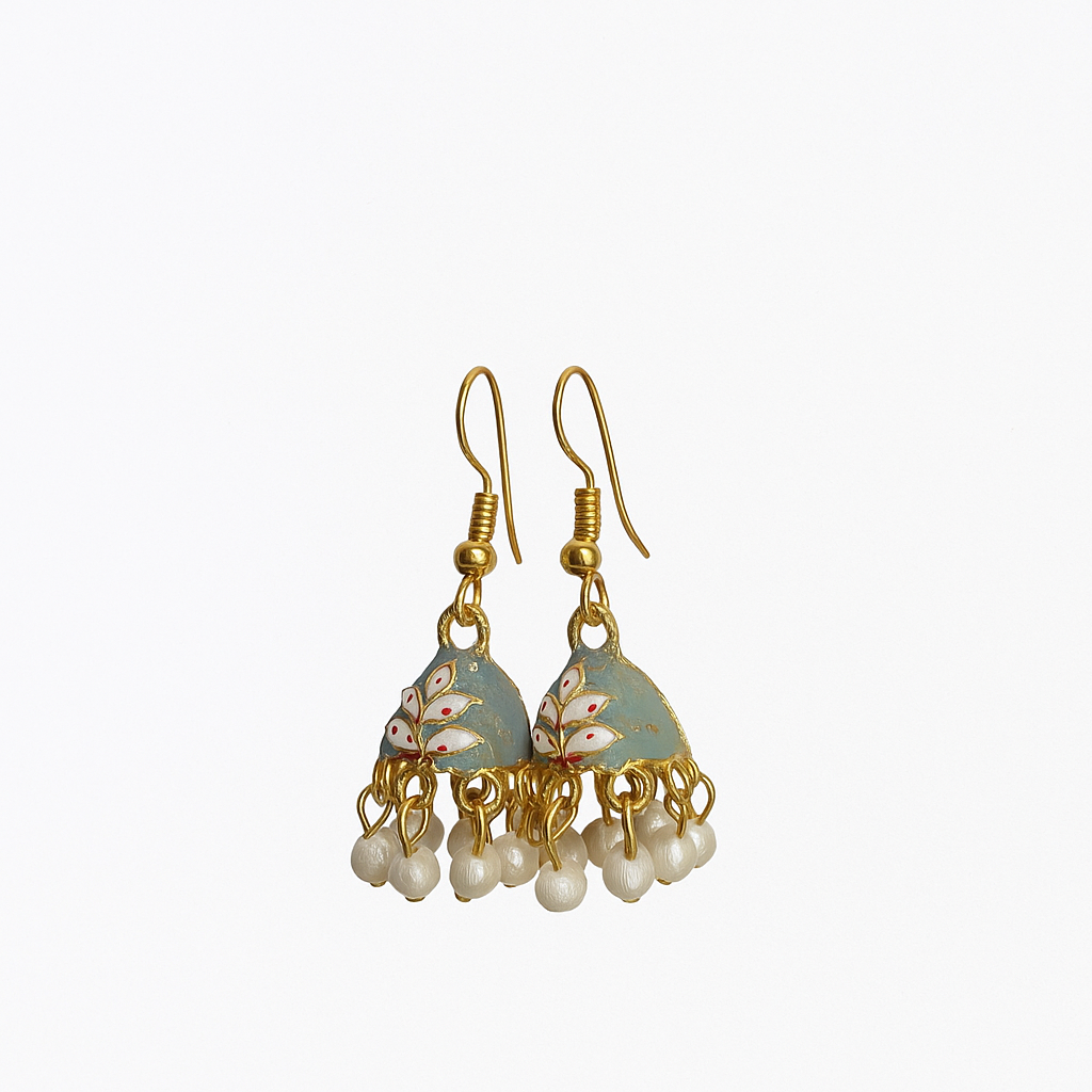 Grey Enamel Earring