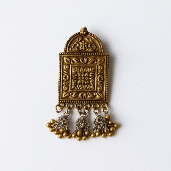 Regal Boldness – Engraved Golden Oxidised Statement Earrings - Image 4