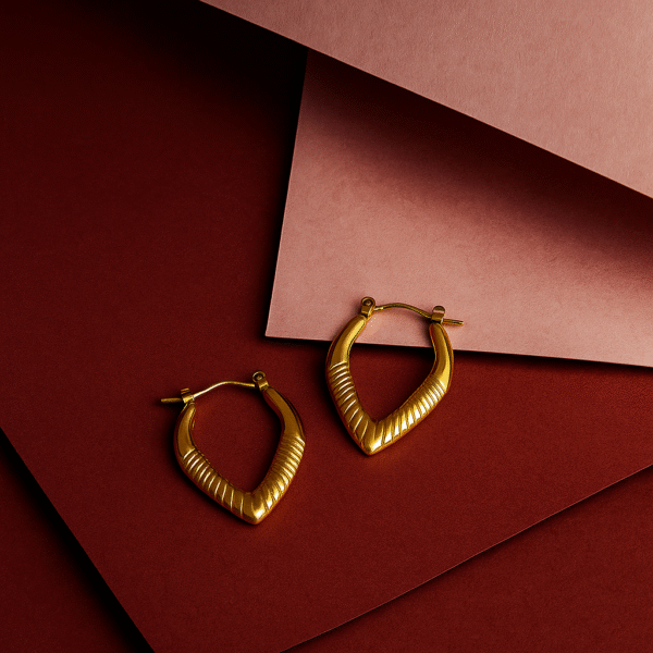 Elongated Oval Golden Hoops - Image 4