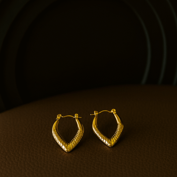 Elongated Oval Golden Hoops - Image 6