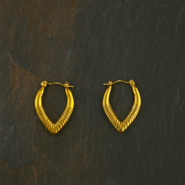 Elongated Oval Golden Hoops - Image 5