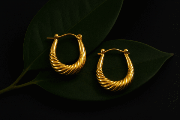 Elongated Designer Golden Hoops - Image 3