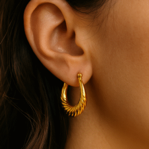 Elongated Designer Golden Hoops