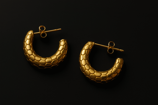 Gold Round Hoops with Intricate Design All Over - Image 3