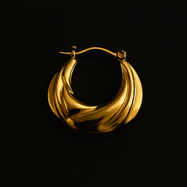 Golden Twisted Round Hoops - Image 4