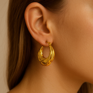 Golden Twisted Round Hoops