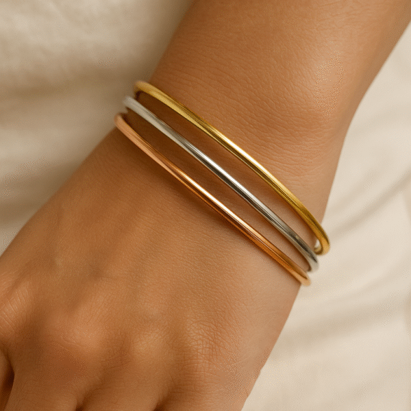 Minimalist Three-Tone Bangles - Image 2
