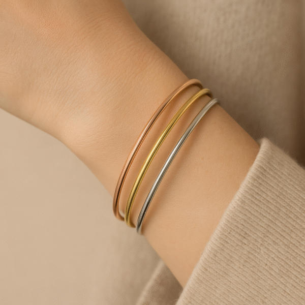 Minimalist Three-Tone Bangles