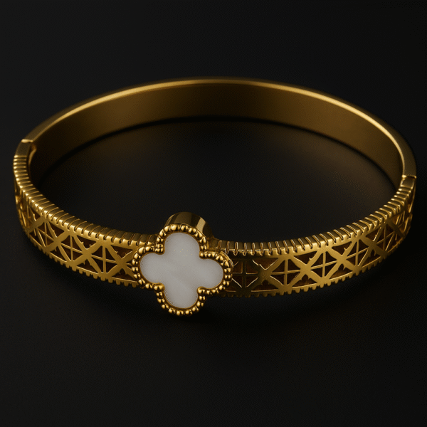 Elegant Gold white Clover Bracelet - Image 2