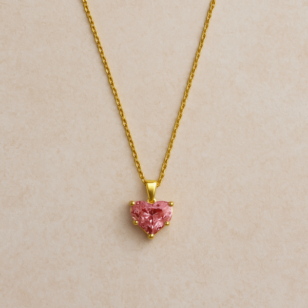 Golden Chain with Pink Heart Droplet - Image 4