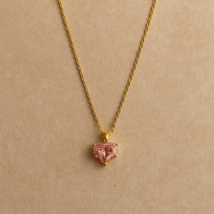 Golden Chain with Pink Heart Droplet