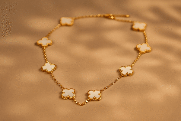 White Flower Clover Blossom Necklace - Image 2
