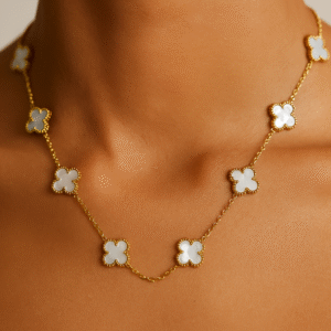 White Flower Clover Blossom Necklace