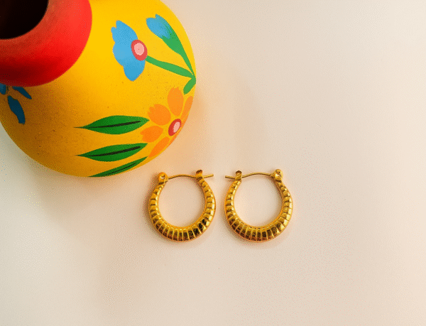 Small Round Shaped Self Textured Hoops - Image 3