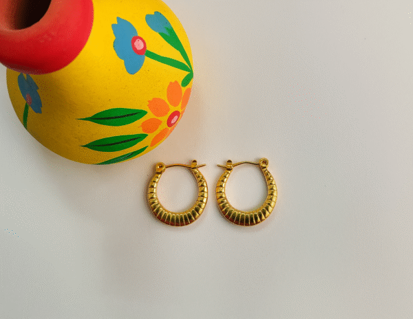 Small Round Shaped Self Textured Hoops - Image 2
