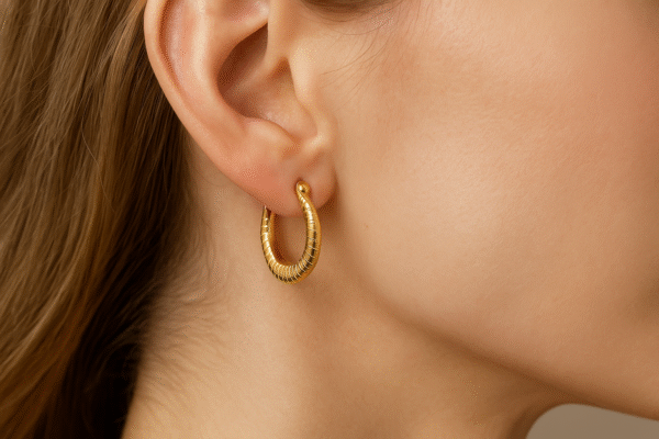 Small Round Shaped Self Textured Hoops - Image 4