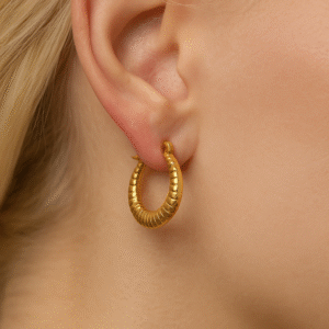 Small Round Shaped Self Textured Hoops