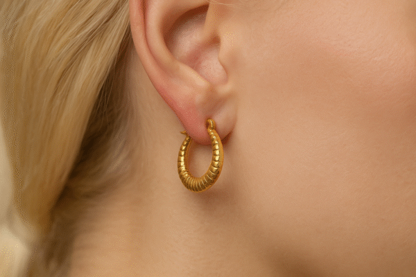 Small Round Shaped Self Textured Hoops