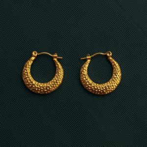 Small Round Textured Golden Hoops