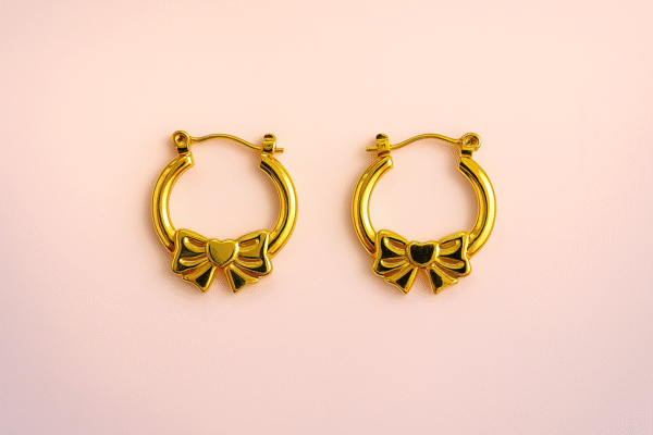 Centre Bow Accent Round Hoops - Image 2