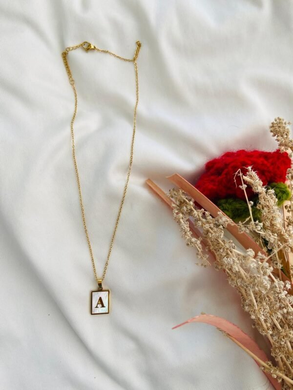 Golden Chain with Initial Letter A Marbled Pendant: - Image 4